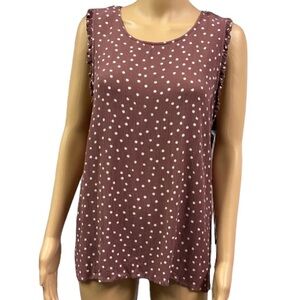 Maurices Rayon Polka Dot Ruffled Sleeveless Tank Blouse Button Back Womens XL